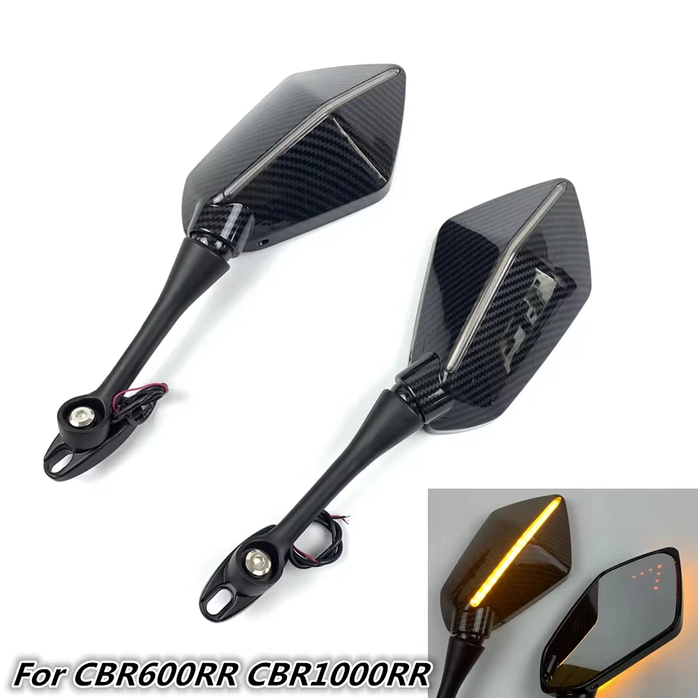 

For Honda CBR650R F CBR1000RR CBR600RR CBR 250R 300R 400RR 500R Motorcycle Mirror LED Turn Signal Rotating Rearview Mirror