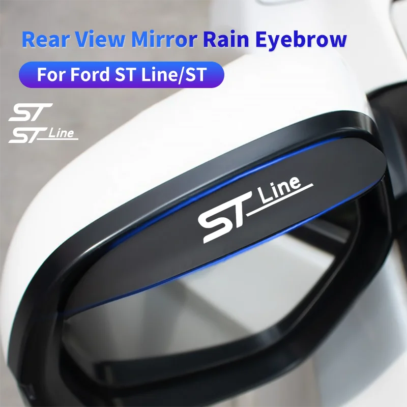 

2PCS Car Rearview Mirror Rain Eyebrow For Ford ST Line MK3 MK4 Focus Kuga Fiesta Silicone Auto Sun Visor Shade Cover Protector