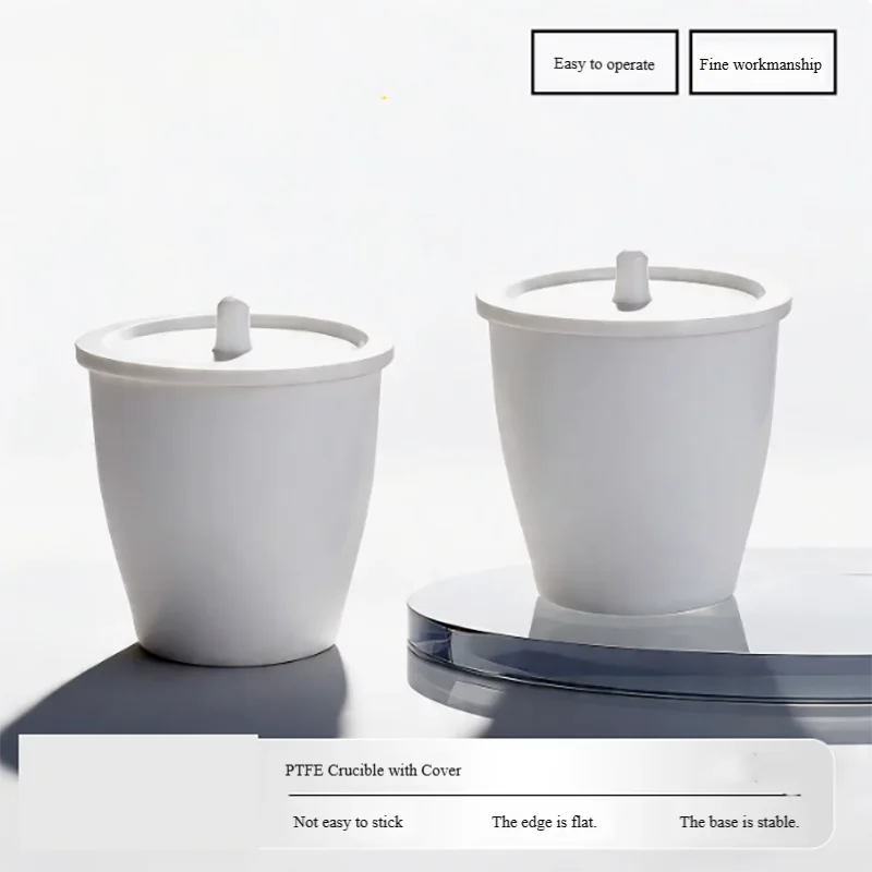 PTFE crucible, polytetrafluoroethylene crucible, acid and alkali resistant, high temperature resistant, thickened cover,