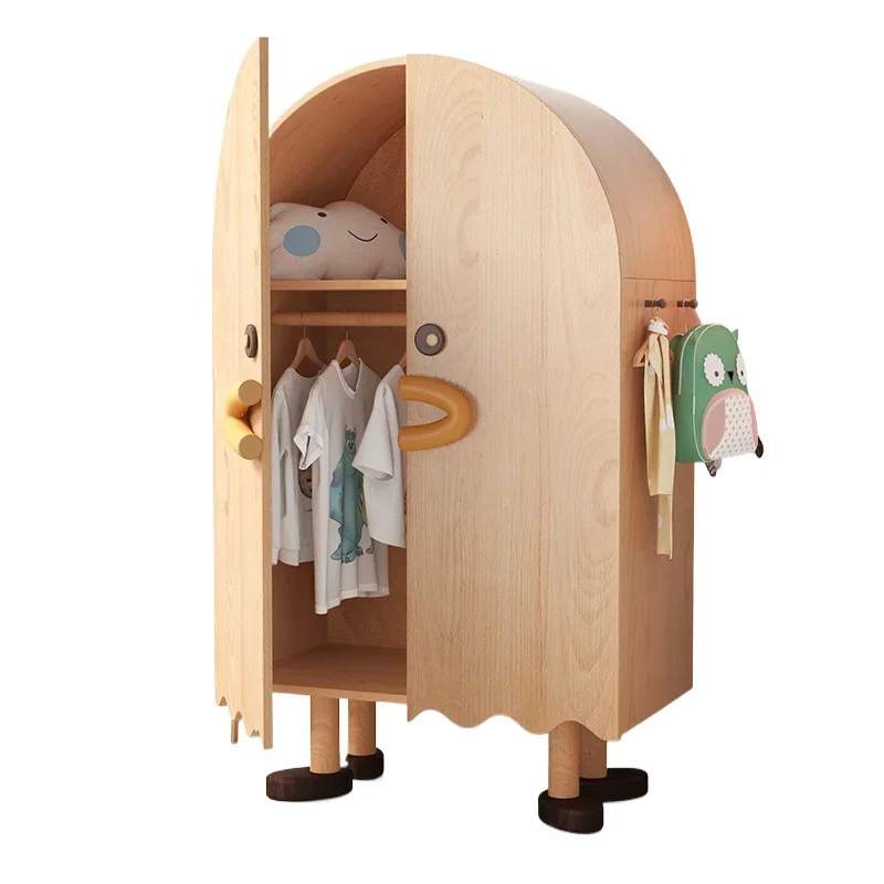 

Solid wood children's wardrobe, household bedroom storage locker, simple girl's small wardrobe short wardrobe