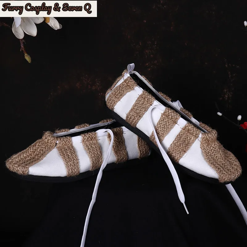 Vintage Straw Shoes for Drama Performance Red Army Style Boatman Costume Shoes Movie Props 2