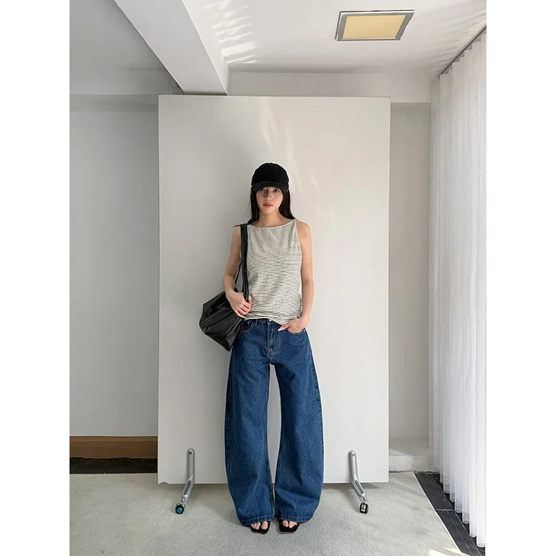 Benuynffy Vintage High Waisted Baggy Jeans Women 2026 Summer New Korean Casual All-Match Streetwear Female Wide Leg Trousers