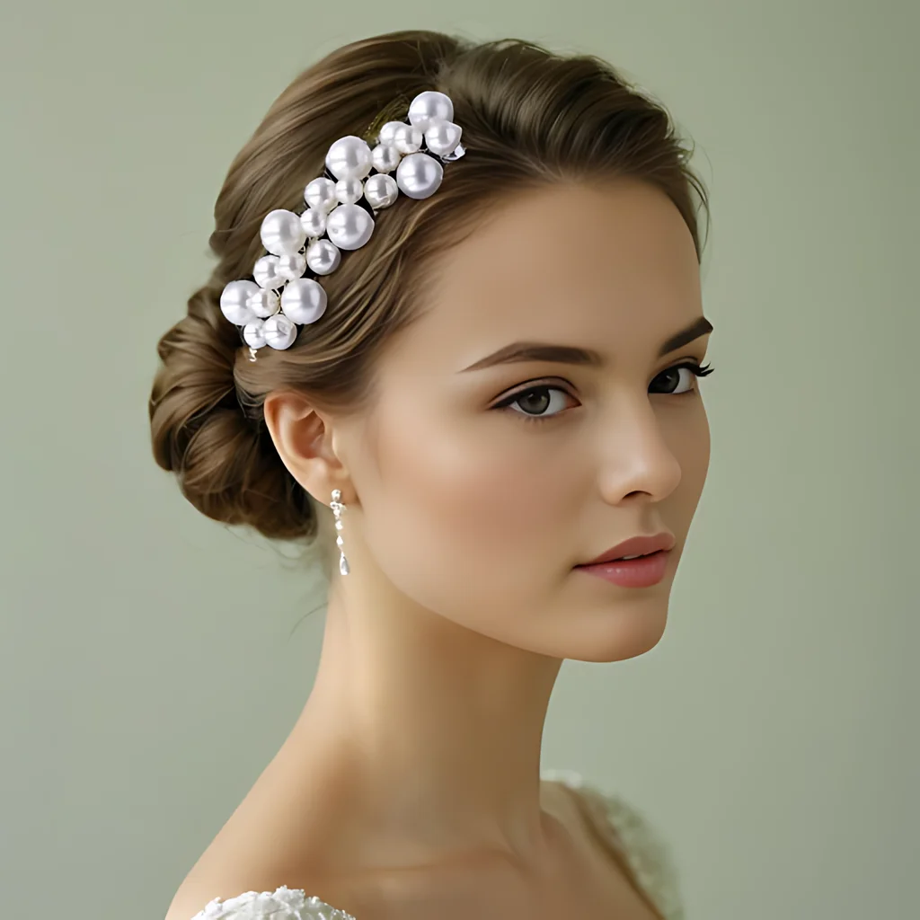 Peine de pelo de boda de perlas elegantes, peine lateral nupcial, accesorios de boda, adorno para el cabello para mujeres y niñas, 1 pieza, HP641