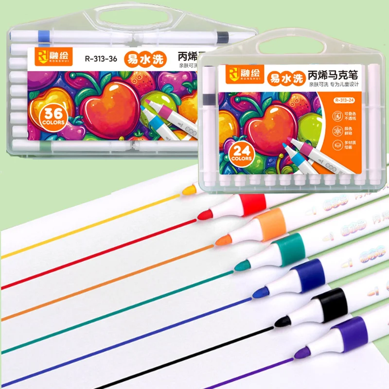 12/18/24/36/48/60 Color Acrylic Marker Set Quick-drying Waterproof and Easy-wiping for Hand-painted Graffiti DIY Decoration