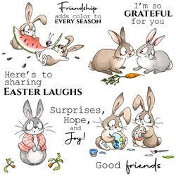 Mangocraft Easter Rabbits Cutting Dies Clear Stamp Funny Bunny Friend DIY Scrapbooking Metal Dies Silicone Stamp For Cards Album