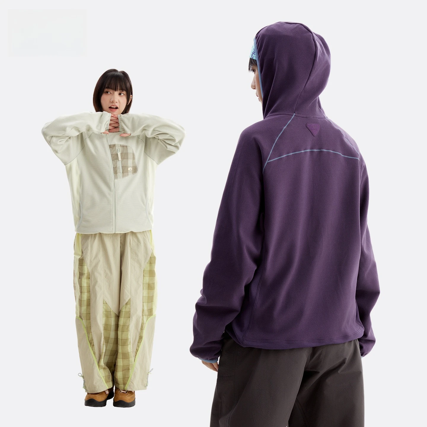 Unisex 7-in-1 Tech Hooded Jacket – Thermal & Anti-Static with Contrast Plaid Pocket & Thumbholes for Autumn Hiking & Commute