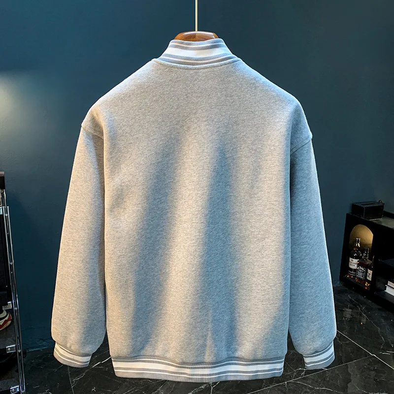 2024 Autumn and Winter New Men's Sweater Jacket High-End Embroidered Stand Collar plus Size Loose Baseball Uniform Coat