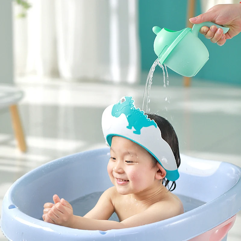 

Baby Shampoo Cap Kids Hair Washing Dinosaur Silicone Eye And Ear Protection Waterproof Children's Shampoo Cap Baby Hair Wash