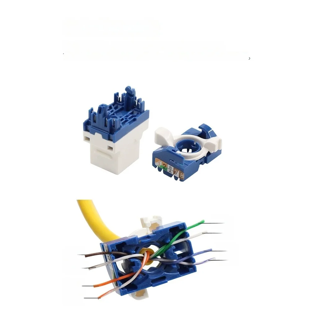 10pcs Flame Retardant Cat6 Network Modules in Blue with Phosphor Bronze Terminals for Reliable High Speed For data Transmission