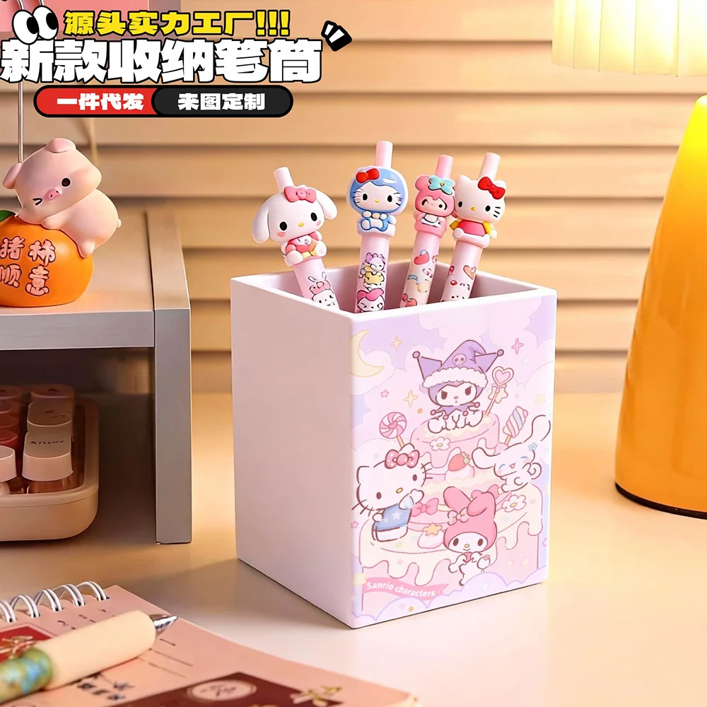 

New Kawaii Sanrio Kuromi Pen Holder Cute Desk Office Items Storage Box Dormitory Makeup Brush Storage