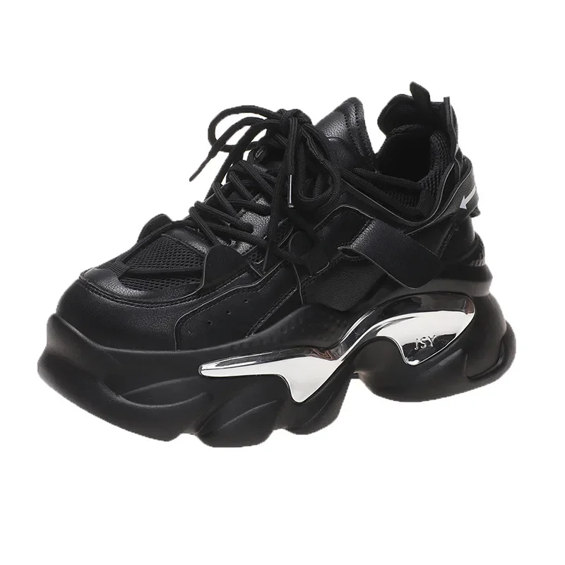 2025 Spring Fashion Chunky Sneakers for Women Breathable Mesh Casual Shoes Woman Thick Bottom Sports Platform Shoes Black Pink