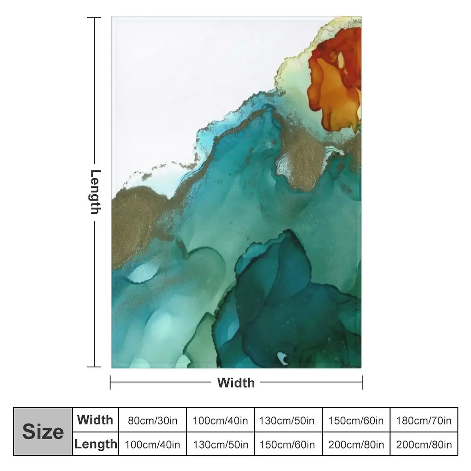 Alcohol Ink Blue Orange Green No. 3 Throw Blanket couch cozy soft plush fuzzy picnic outdoor blanket