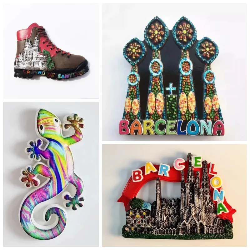 Spain Fridge Magnets Mosaicos Lagarto Madrid Barcelona Travelling Souvenirs Home Decor Wedding Gifts Refrigerator Stickers