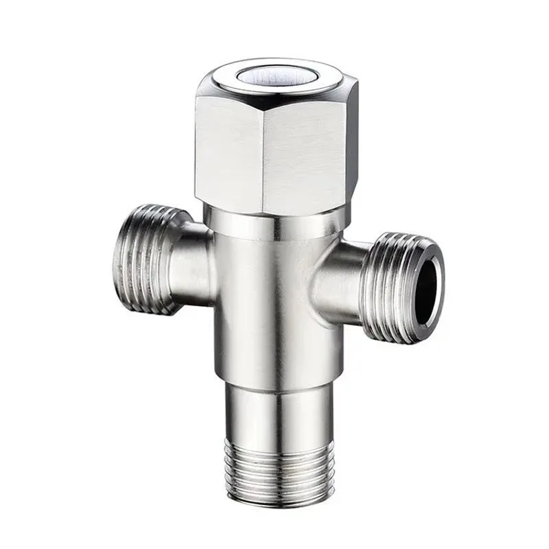 Stainless Steel Bathroom Quick Opening Triangle Valve Faucet Accessories Two-Way Angle Valve G1/2 Thread Water Inlet