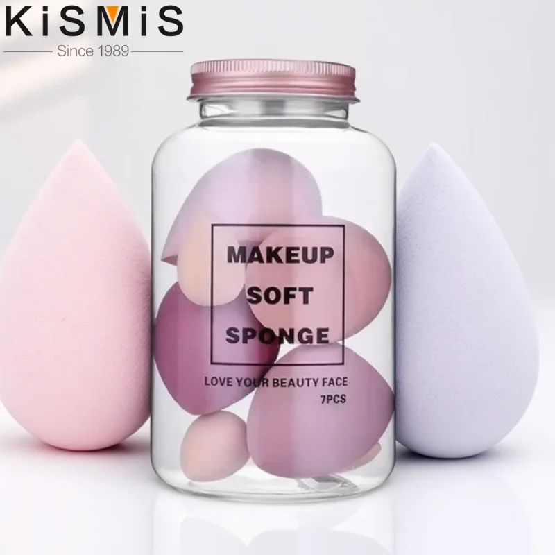 مجموعة إسفنجة مكياج مكونة من 7 قطع، خلاط تجميل للاستخدام الجاف والرطب، أدوات مكياج صغيرة منتفخة البودرة