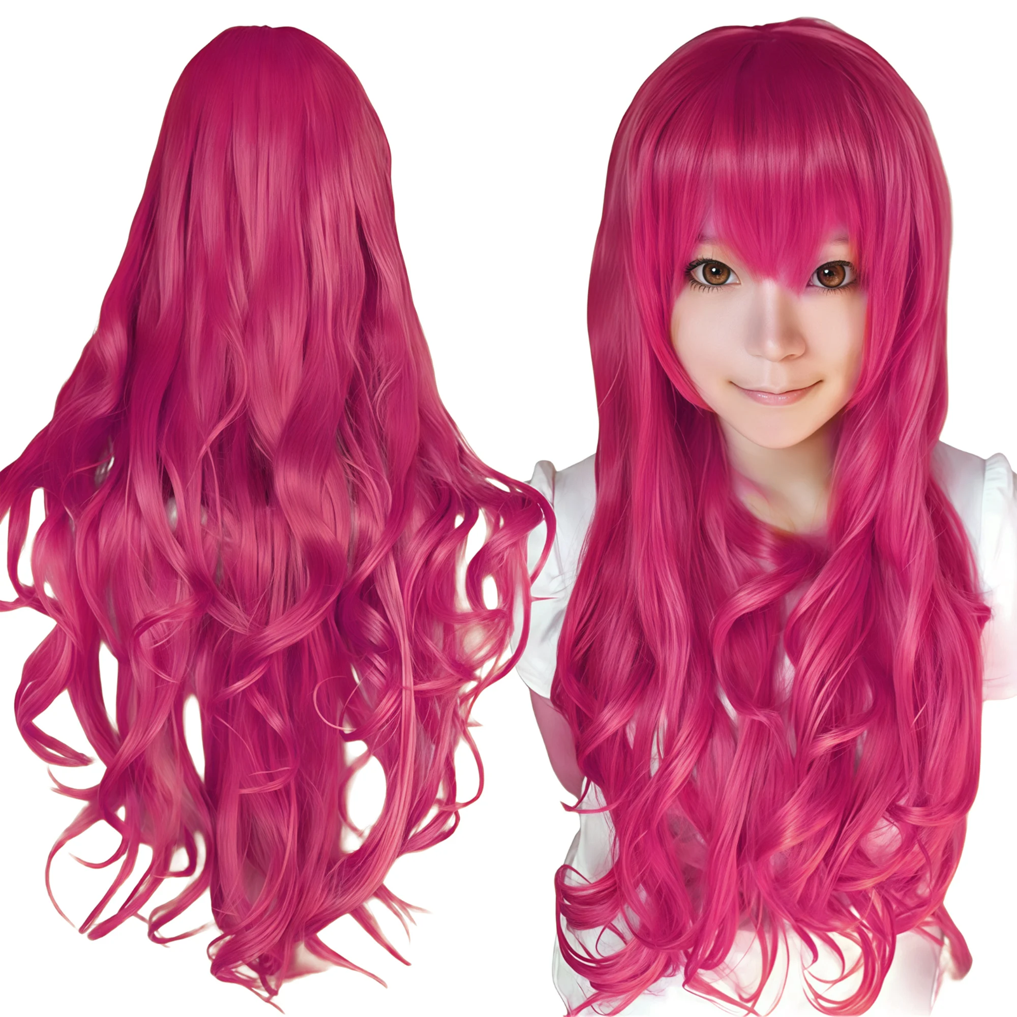 Synthetic Hair Dark Orange Lolita Orihime Inoue Cosplay Wig Curly Anime Wigs Asuka Langley Soryu Halloween Costume Wig for Girl
