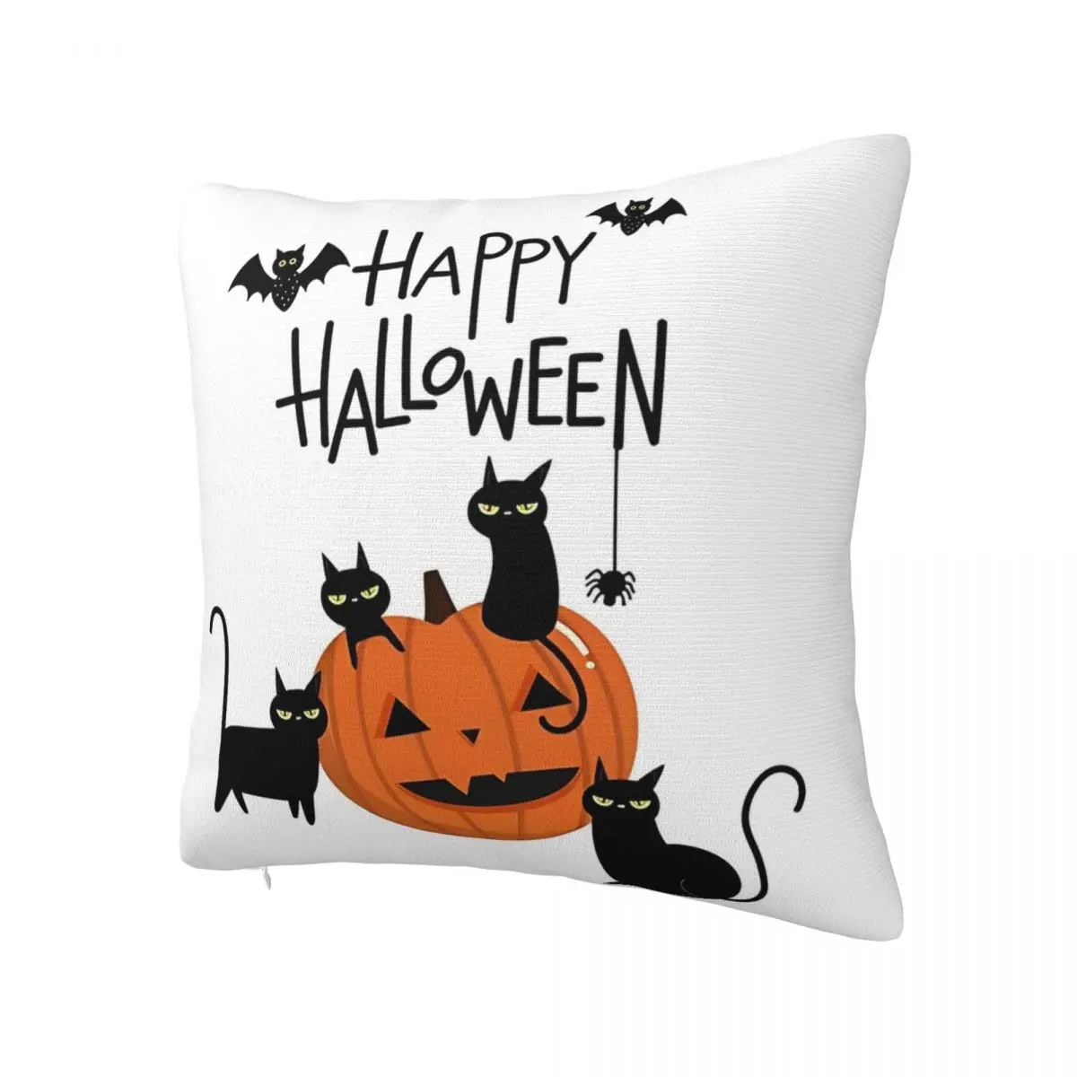 Happy Halloween Cat Kitty Pumpkim Pillowcase Double-sided Cushion Cover Decorations Throw Pillow Case Cover Home Zipper 18''