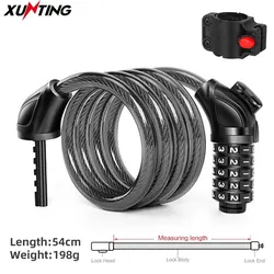 Xunting Bike Cable Lock 54cm Bike Locks Cable 5 Feet Coiled Secure Resettable Combination Bike Lock with Mounting Bracket