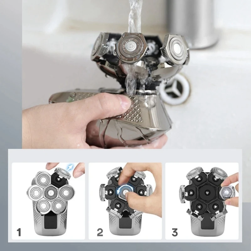 男性用電気シェーバー交換用アクセサリー、ハゲ頭、バリカン、ブレード、7カッターヘッド