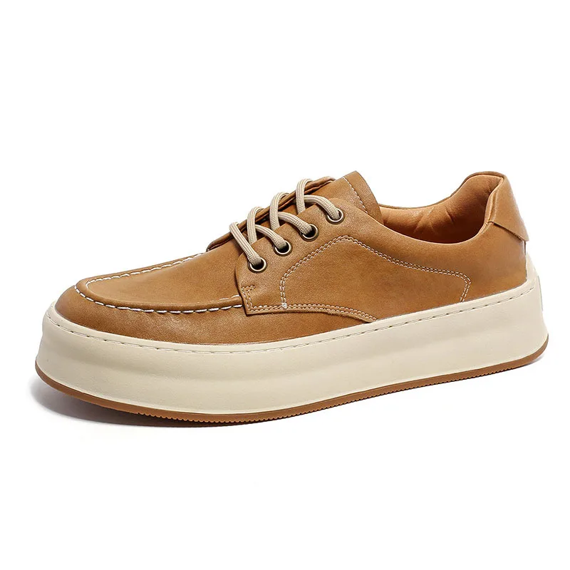 New Casual Shoes Genuine Leather  Men Soft Loafers Men Flats Comfortable Driving Shoes Lace Up Loafers Moccasins