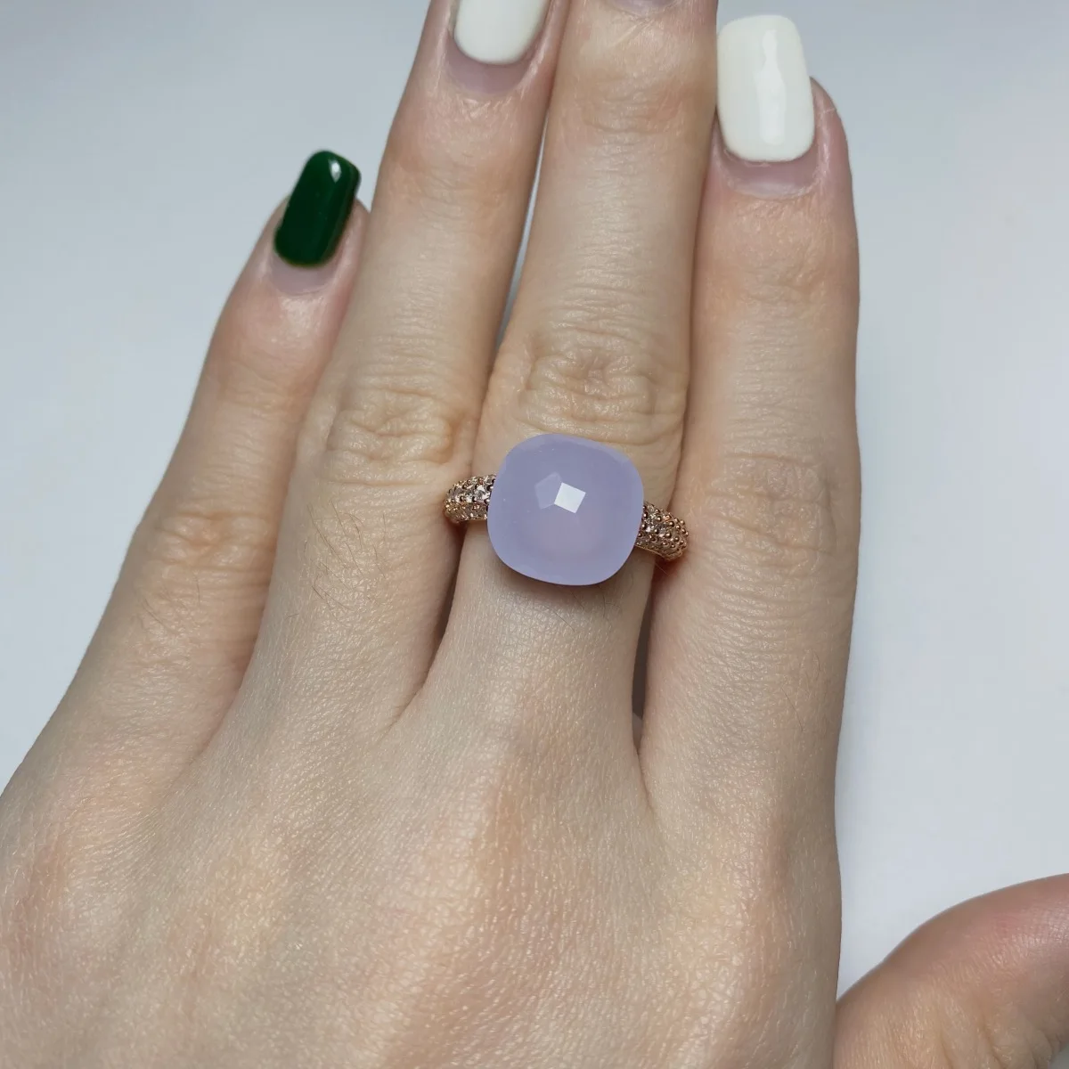 12.6mm   Ring Candy Style Zircon Ring Flat Pink Green Purple Crystal Ring For Women Candy Ring Fashion Jewelry Gift