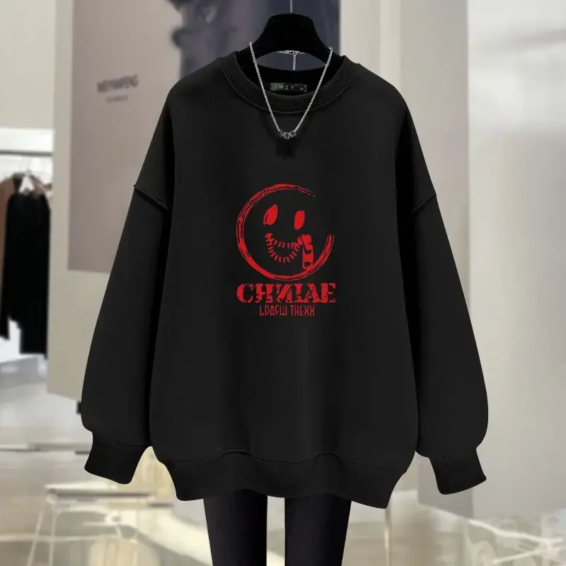 

Women Clothing Fashion Chic Printed Sweatshirts Loose O-neck Top Pullovers Autumn Winter Vintage Casual Hoodies