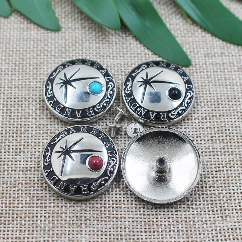 5pcs 29 mm Conchos Leather Wallet Turquoise Flower Metal Decorative Accessories Button Screw Back for Leathercraft