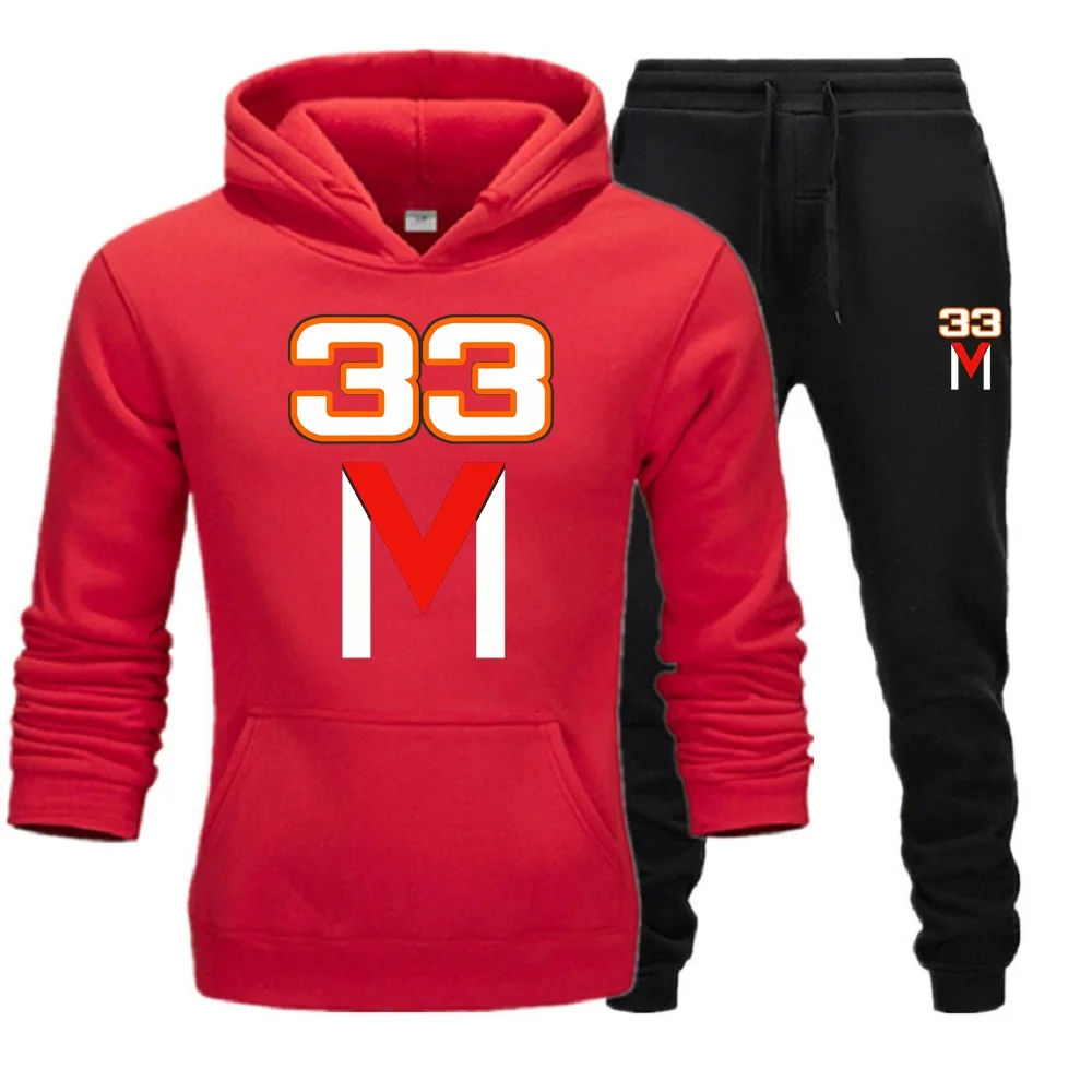 Men 2Pcs Sets Fleece Hoodies And Sweat Pants Set M33 Maxs Car F1 33M Car Track Suit Sportswear Unisex Ensemble Homme