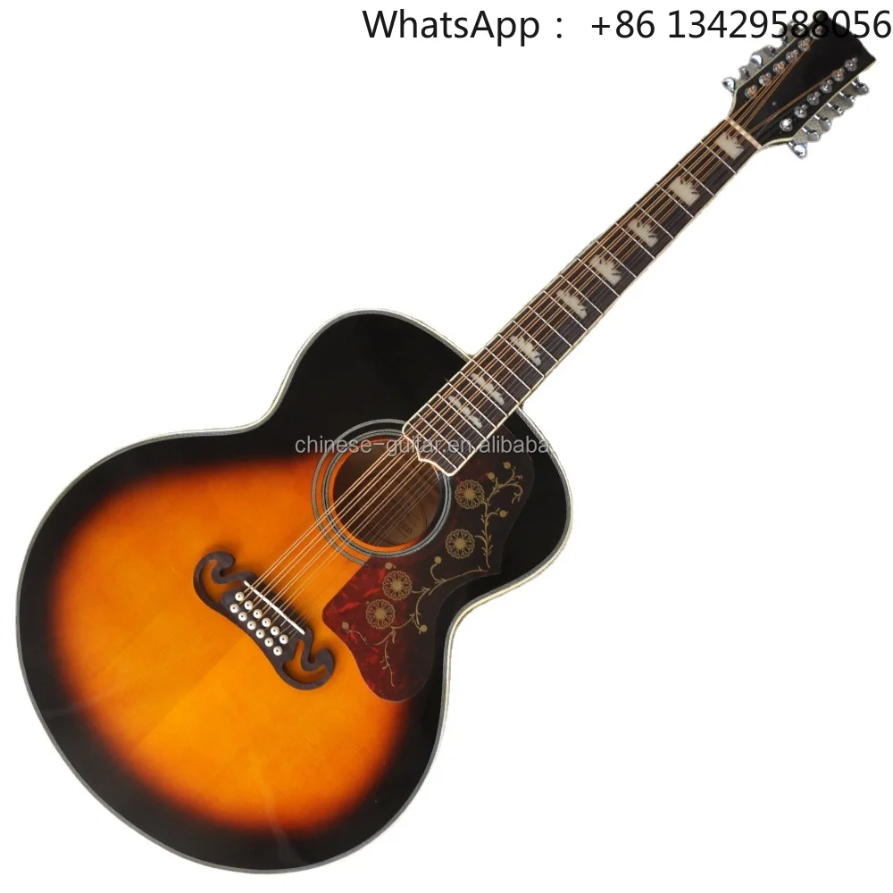 Flyoung Tobacco Sunburst 41 Inches 12 Strings Acoustic Guitar Top Solid Classic Guitar