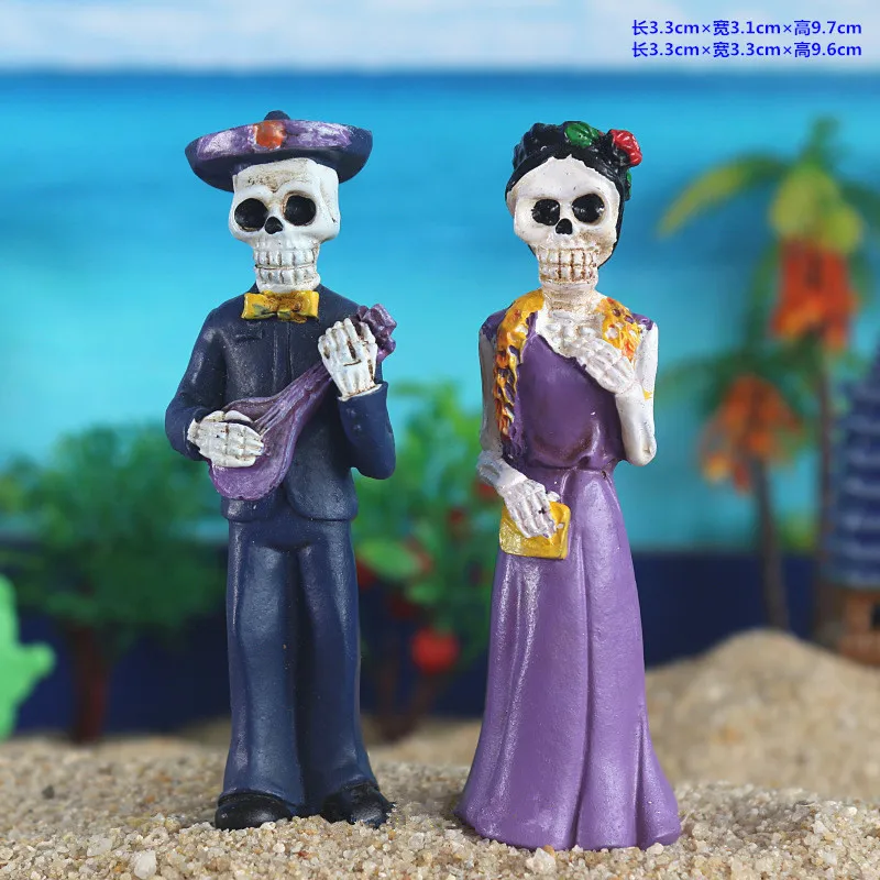 resin figure mental psychological sand table game box court therapy   skull Skeleton couple