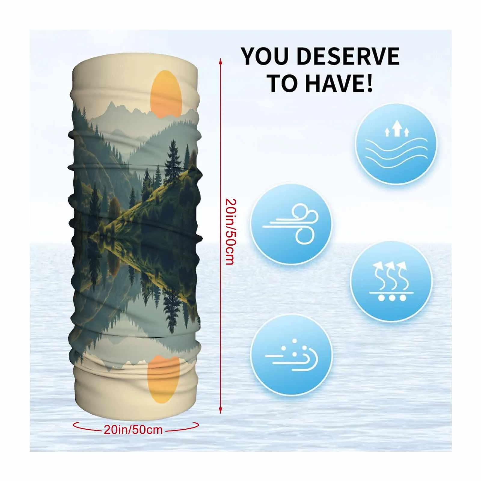 Customization Mountains, Pine Trees, Reflection Novel Design Multi-Functional Printed Scarf Suitable For Outdoor Men Women