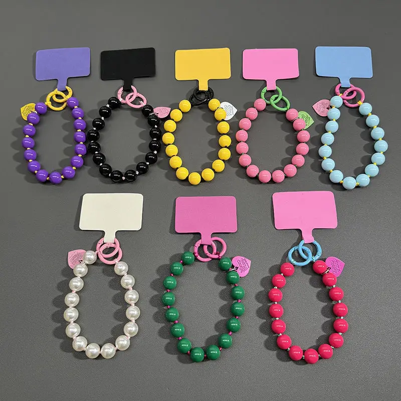 Korean Cute Love Heart Bead Phone Chain - Colorful Pendant Charm Strap for iPhone, Samsung &amp; Bags, Universal Girl Hanging Rope