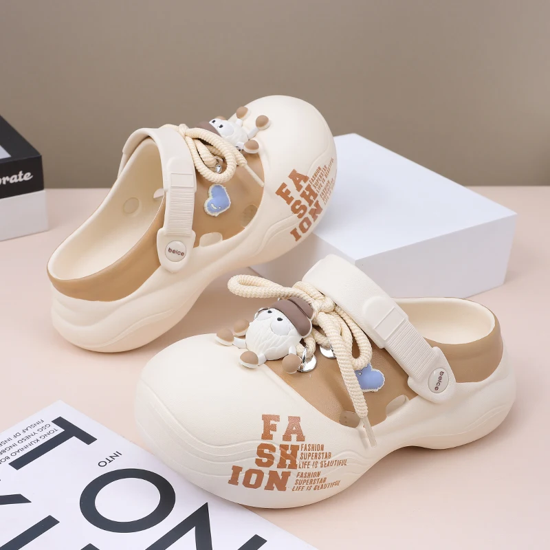Women's 2025 EVA Platform Clogs - Closed-Toe Lace-Up Beach Sandals, Non-Slip Summer Slippers