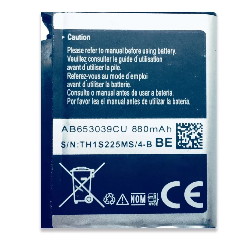 เอบี 653039 CUแบตเตอรี่สําหรับSamsung S7330 F609 E958 U900 U800E U808 E950 U908E S3310 880Mah