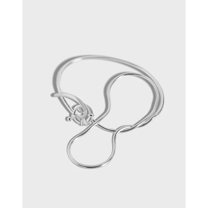 S25 فضة دعم كشف المتخصصة تصميم الشعور الحد الأدنى الفاخرة مزاجه مهرج ثعبان العظام سوار مزدوج الإناث.