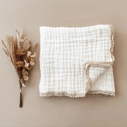 6 Layer Gauze Baby Blanket Lace Swaddle Wrap Soft Cotton Bath Towel Muslin Blanket for Newborn Bedding Items Stroller Bed Cover