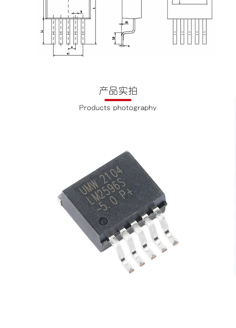 LM2596S-5.0 TO-263-5 5V/3A Step-Down DC-DC Regulator IC, Minimum Order 50 Pieces