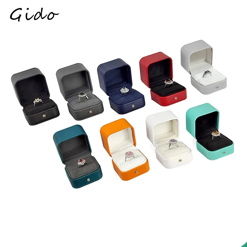 Multi-Colored Ring Box Wholesale Round Corners PU Leather Jewelry Box for Rings Accessories