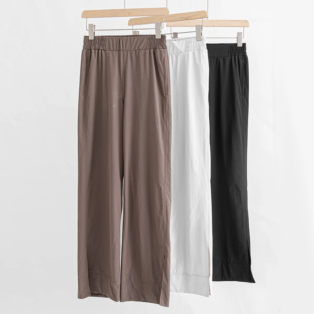 

Женские прямые широкие брюки для йоги с боковыми разрезами, свободные эластичные брюки для отдыха, танцев, пилатеса, повседневная одежда, удобные дышащие брюки