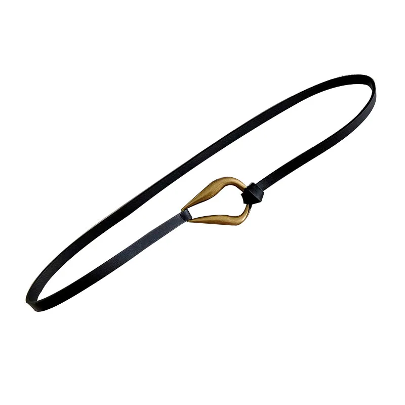 Women's Knotted Thin Solid Color PU Leather Belt