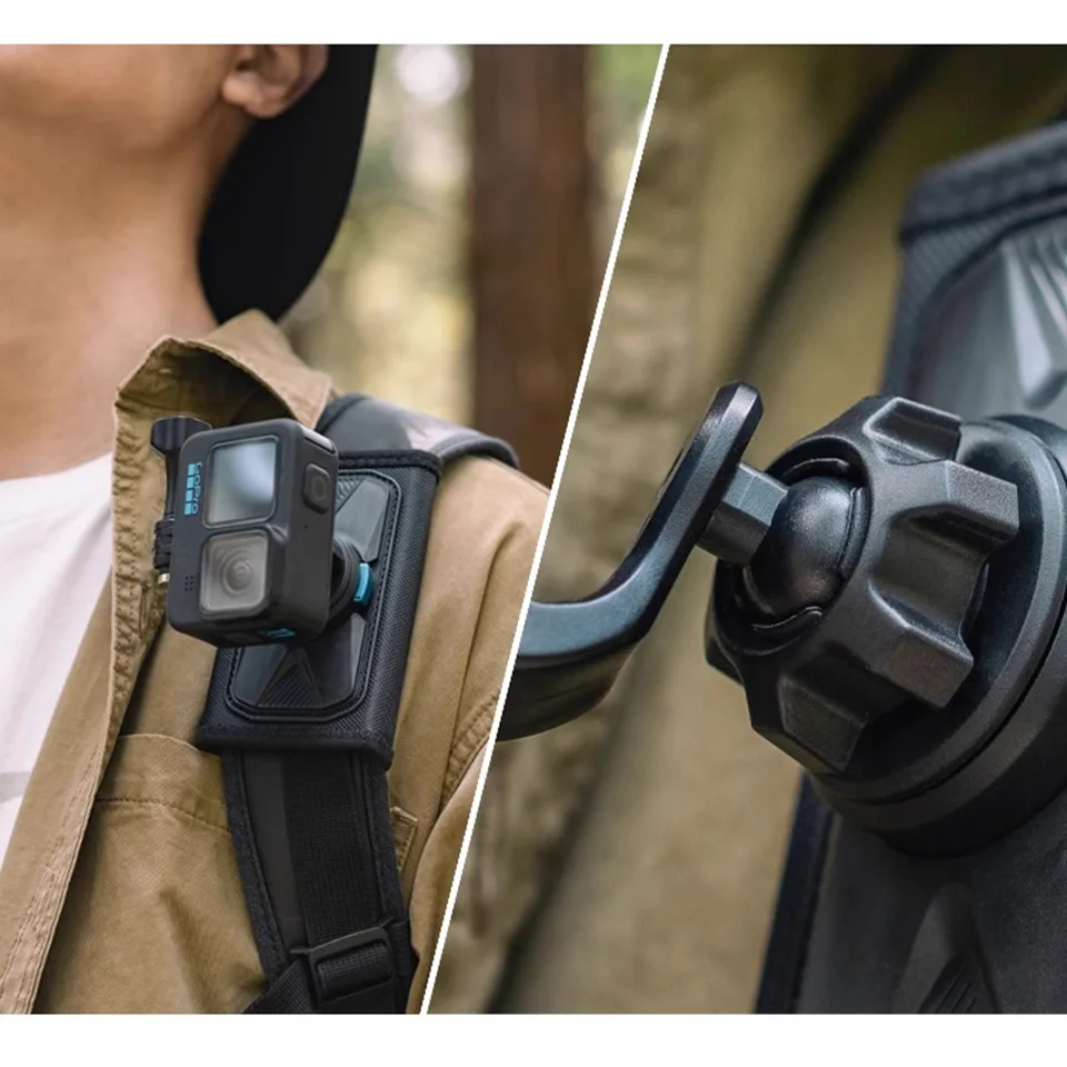 360° Magnetic Backpack Holder Clamp Rotate Buckle Quick Release Shoulder Strap Mount for GoPro Hero 12 Insta360 DJI OSMO Action