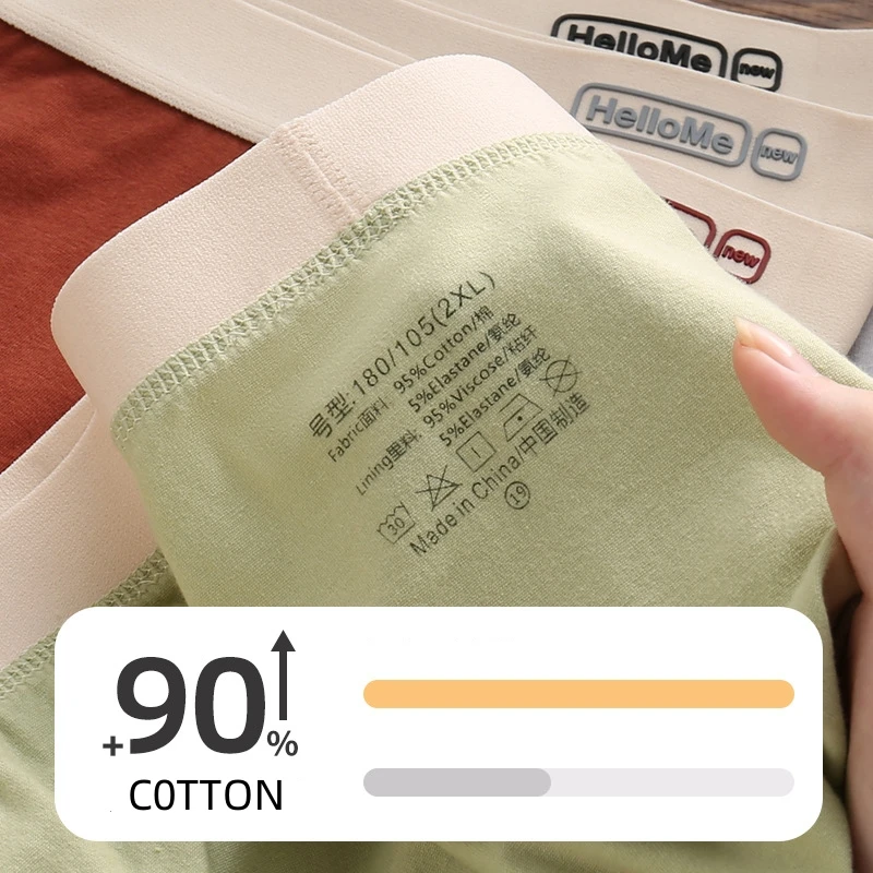 Męskie bokserki slipy z oddychającej bawełny, rozmiary L-4XL, elastyczny pas, bielizna antybakteryjna, woreczek 3D, szorty chłopięce, jednolite kolory.