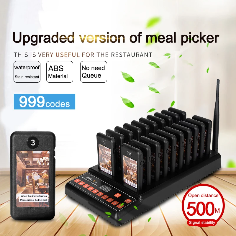 KSXQ20 Wireless Smart Pager Restaurant Queue Restaurant Equipments Transceiver Queuing System Pager