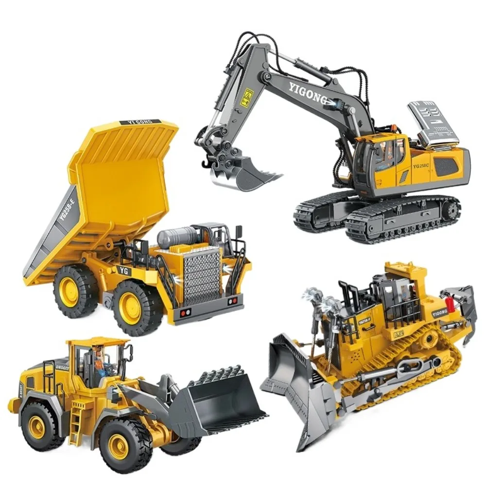 

2.4G Remote Control Excavator Dump Truck 11 Channel Simulation Construction Vehicle Alloy Plastic RC Car Model Toy Kid Gift