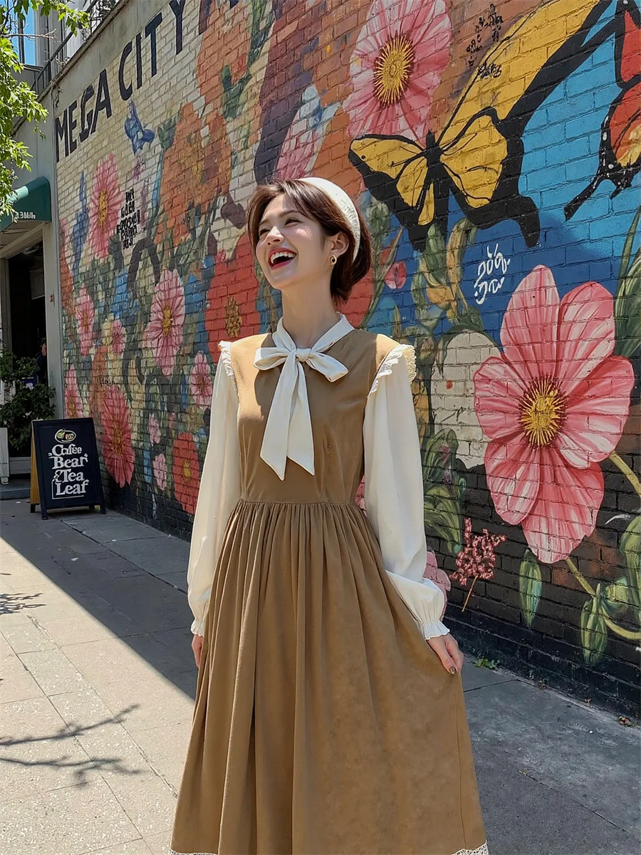 Vestidos femininos preto a linha retalhos outono primavera padrão bolinhas sem mangas em camadas de comprimento médio fino ajuste amarrado cintura alta