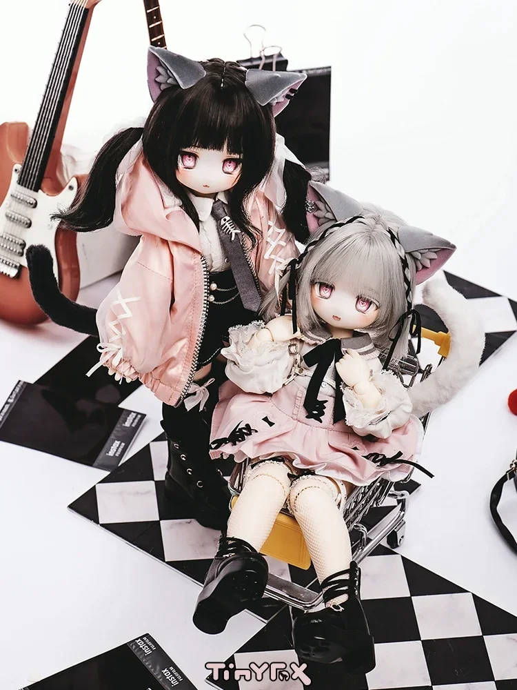 

Tinyfox черная кошка белая кошка Mjd Кукла мобильный шарнирная кукла Bjd6 официальная Подлинная кукла 2d