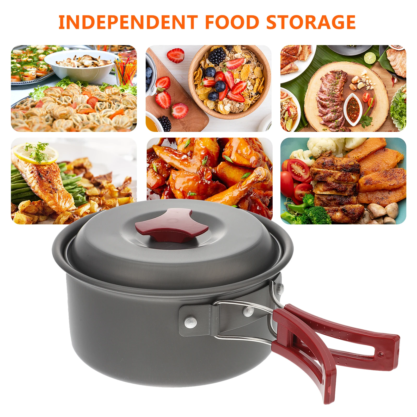 

1 Foldable Outdoor Camping Cookware Set Lightweight Aluminum Cooking Kit For Picnic Hiking Bbq Easy To Clean Outdoor Cook Set
