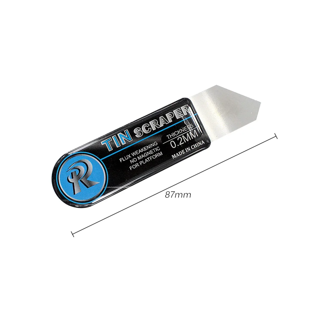 Raspador de estaño de pasta de soldadura de 2 piezas, Spudger plano de acero inoxidable delgado de 0,2mm para reparación de placa base de teléfono móvil BGA