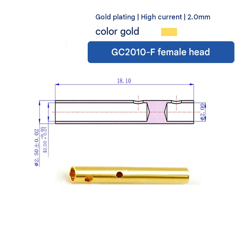 Amass GC2010-M/F Genuine 2.0mm Gold-Plated Banana Plug (Lantern Type) for Motor/ESC Connections
