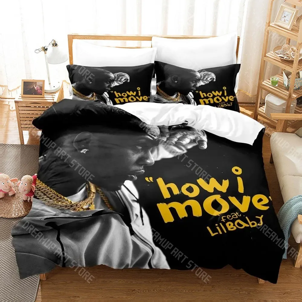 3D Printed lil baby Rapper Bedding Set for Boys Girls Duvet Cover Pillowcase Included Twin Queen King Full Single Double Sizes